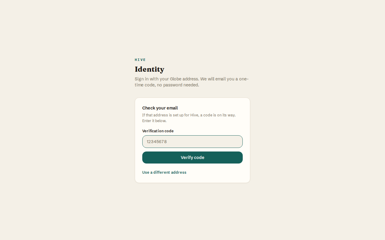 Enter the one-time code from your email